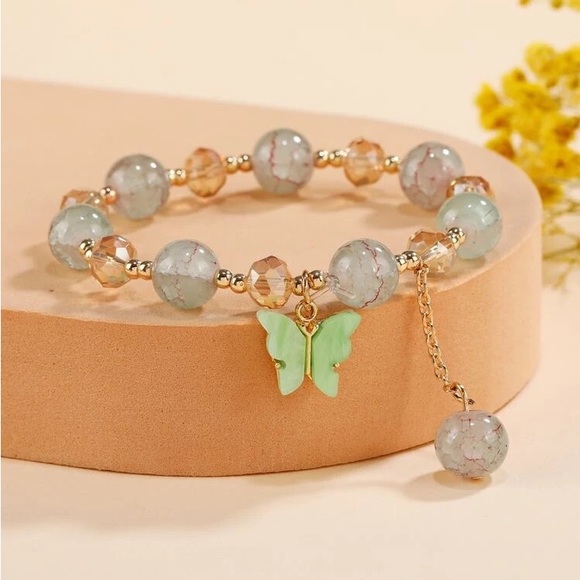 Jewelry - Butterfly Charm Beaded Bracelet